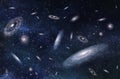 Large-scale structure of Multiple Galaxies in Deep Universe. 3D illustration. Royalty Free Stock Photo