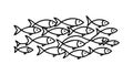 Large School of Fish Outline Vector Pattern, vector design Generative AI Royalty Free Stock Photo