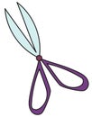 Large scissors with purple handle. Vector illustration isolated Royalty Free Stock Photo