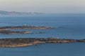 A large sea view of Corsica coast, blue mediterranean sea. Royalty Free Stock Photo