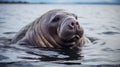 A large seal swimming in the water, AI