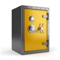 A large, secure, and robust safe with dual combination locks and a key lock. isolated on white background Royalty Free Stock Photo