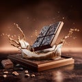 Dynamic Chocolate Bar Splash with Coffee Beans - Gourmet Indulgence Royalty Free Stock Photo
