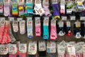 Large selection of baby socks in the store.