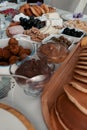 Breakfast table with food served Royalty Free Stock Photo