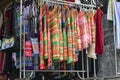 Large selection of silk in the sale on the street market Royalty Free Stock Photo