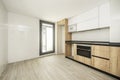 Large semi-furnished kitchen with chestnut root cabinets combined