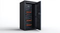 Data center server rack with multiple servers organized for network efficiency and storage