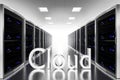 Large server room datacenter cloud symbol illustration