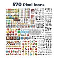 LARGE set of 8-bit pixel icons. Isolated vector illustrations for web. Game art, props