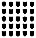 Large set of black shields silhouettes