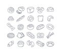 Large set of 25 black and white bread icons