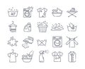 Large set of black and white vector laundry icons Royalty Free Stock Photo