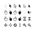 Large set of computer arrow cursors on white Royalty Free Stock Photo