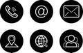 Flat icons of Phone, Addres, Mail, Go to WEB, Pin and Social for web design Royalty Free Stock Photo