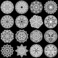 Large set of design elements, lace round paper doily, doily to decorate the cake, template for cutting, greeting element, snowfl