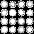 Large set of design elements, lace round paper doily Royalty Free Stock Photo