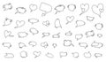 Large set of dialog boxes, hand drawn variants of different shapes. Collection of speech bubbles for conversation