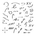 Large set of different arrows, cross and check mark. flat vector illustration