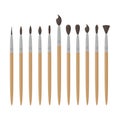 A large set of different brushes for drawing and creativity. Brushes for school children and artists. A set of office