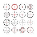 Large set of different military crosshairs, gun sight icons on white Royalty Free Stock Photo