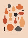 Large set of different shapes of decorative vases and pots vector illustration.