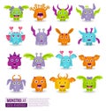 Large set of drawings different characters monsters. Halloween for your design