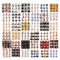A large set of emotional photos of people of different ages. Collage. Square format