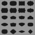 Large set of flat shields with contours over grey background Royalty Free Stock Photo