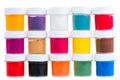 Large set of gouache paint cans Royalty Free Stock Photo