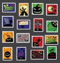 Large Set of Halloween Postage Stamps