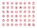 Large set of hand drawn round icons for social networks. Icons for a clothing store, cosmetics, women s blog. Vector