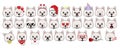 A large set of heads of little dogs with different emotions and different objects. Royalty Free Stock Photo
