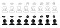 A large set of icons with a boy and a speech bubble.Icon for the application. Conversation or dialog icon. Linear flat