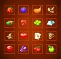 Set icons for game interface. Casino icons for slot machines.