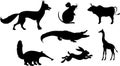 vector drawing style of animals suilhouette big set collection Royalty Free Stock Photo