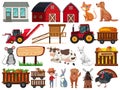 Large set of isolated farm objects