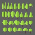 Large set of isolated icons of trees in high resolution. Royalty Free Stock Photo