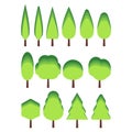 Large set of isolated icons of trees in high resolution. Royalty Free Stock Photo