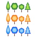 Large set of isolated icons of trees in high resolution. Royalty Free Stock Photo