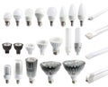 A large set of LED bulbs isolated. Royalty Free Stock Photo