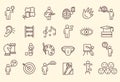 Large set of line drawn icons depicting Cognitive Abilities