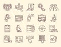 Large set of line icons for inspections and quality control