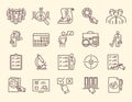 Large set of line icons for inspections and quality control