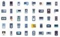 Large set of modern intercom icons showing different types of intercoms