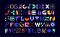 Big set of random letter figures. English alphabet from geometric capital letters of eclectic shapes Royalty Free Stock Photo