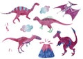 A large set of several dinosaurs.