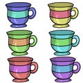 A large set of six cups for coffee and cocoa for the holiday Royalty Free Stock Photo