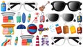 Large set of summer items on white background Royalty Free Stock Photo