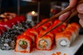 A large set of sushi with rice Royalty Free Stock Photo